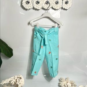 🌻S🌻Lydia Jane Girls Linen Pants Nemo & Dori embroidered Fish Design Size 5 NEW